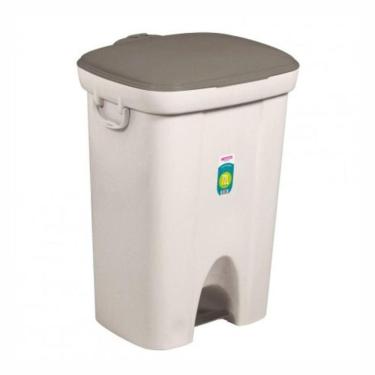 Imagem de Lixeira Com Pedal Plástico 72 Litros Bege Sanremo