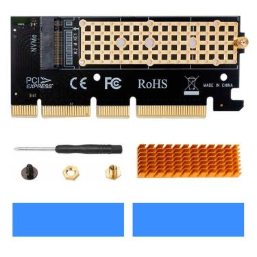 Imagem de Adaptador Placa Conector Conversor P/ Ssd M2 Nvme Pci-e Pci Express 3.0 e 4.0 + Dissipador de Calor em Alumínio