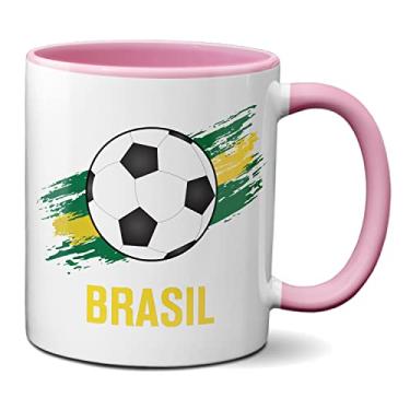 Imagem de Caneca Bola Futebol e Bandeira Brasil Presente Criativo (Rosa)