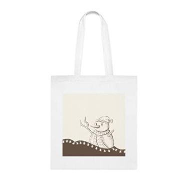 Imagem de Sacola de boneco de neve, presente de boneco de neve, bolsa de ombro de boneco de neve, sacolas reutilizáveis de boneco de neve, ideia de presente de cesta de Natal de aniversário, presente para ela, presente para ele, bolsa feminina, Branco