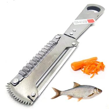 Imagem de Mooninja Descascador de legumes 3 em 1 removedor de carne de coco ralador de queijo Sc escalador de peixe maçã cenoura descascador de frutas fatiador de batata aço inoxidável multifuncional ferramenta de cozinha asiática