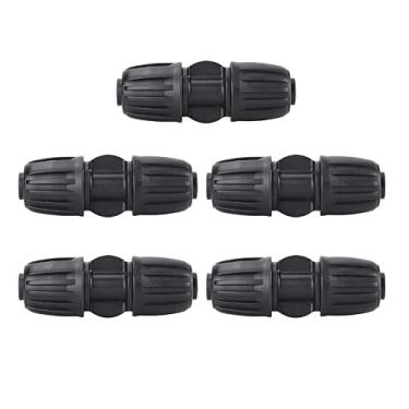 Imagem de Pacote com 5 conexões de irrigação por gotejamento de 1/2", conectores retos farpados com trava, conectores de gotejamento de 1/2" para tubulação (1/2" ID x 0,65" OD), conexão direta anti-queda para tubos de irrigação