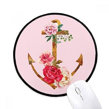 Imagem de DIYthinker Aquarela rosa âncora flor planta mouse pad desktop escritório tapete redondo para computador