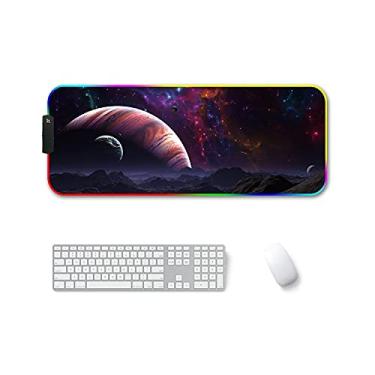 Imagem de 300x800x3mm F-01 Rubber Thermal Transfer RGB Luminous Non-Slip Mouse Pad