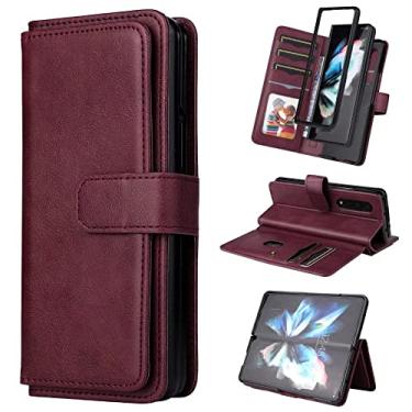 Imagem de Estojo de celular retro flip para cartão de couro para Galaxy Z Fold 3 5G 10 para Samsung Z Fold3 S22 S21 Capa protetora, vermelho escuro, para Samsung S20 FE