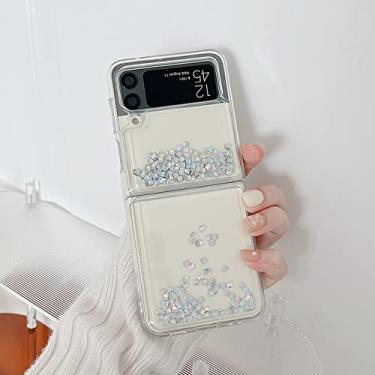 Imagem de Estojo de telefone transparente com glitter 3D laser, lantejoulas, para Samsung Galaxy Z Flip 4 3 capa de silicone dinâmica líquida de areia movediça, laser prateado, para Z Flip 4