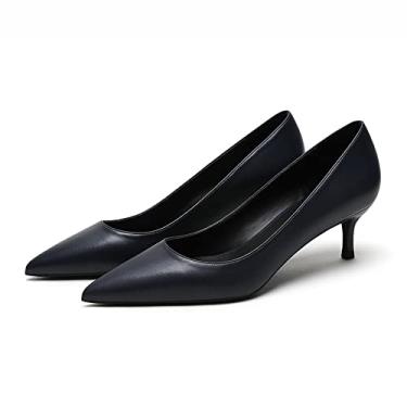 Imagem de Sapato feminino bico fino salto alto salto stiletto salto alto clássico fechado sapato sapato sapato de festa slip on, preto, 39 EU/8 US