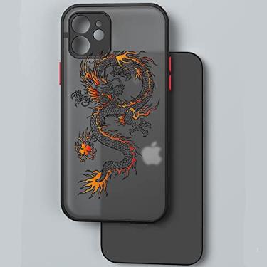 Imagem de Black Dragon Phone Case para iPhone 11 7 8 Plus X XR XS 12 12pro MAX 6S 6 SE 2020 Fashion Animal Hard PC Back Cover Shell, 2,1 Black, C4428, para iPhone 12 mini