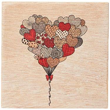 Imagem de Arte Maníacos Bloco em madeira Balões de Amor - 15x15cm