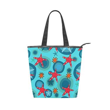 Imagem de Bolsa de mão de lona com alça superior abstrata de estrelas do mar, bolsa de ombro para mulheres