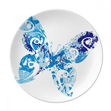 Imagem de Placa de grafite vibrante, borboleta azul celeste animal, decoração de porcelana salver, louça de jantar