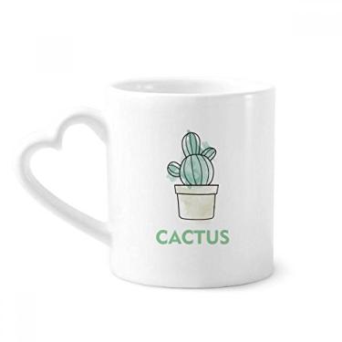 Imagem de Aquarela de cacto suculentas em vaso caneca de cerâmica para café copo de coração de vidro
