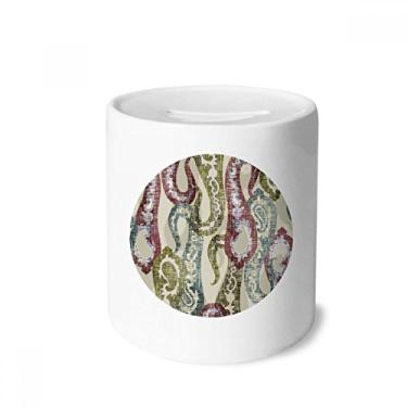 Imagem de DIYthinker Caixa de moedas clássica vermelha azul verde padrão abstrato caixa de dinheiro caixa de cerâmica presente de cofrinho