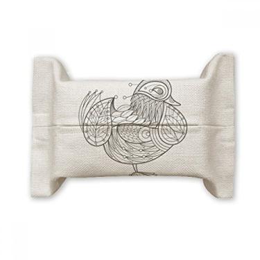 Imagem de Capa de papel para lenços faciais Flying Line com pintura de pássaro, saco de linho de algodão