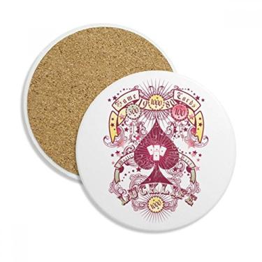 Imagem de Jogo de utensílios de baralho padrão de cartas porta-copos Caneca de proteção de mesa Pedra absorvente