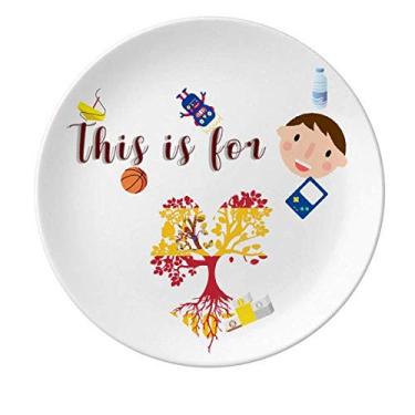 Imagem de Placa de porcelana com raízes da bandeira da família Espanha, prato redondo para jantar