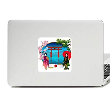 Imagem de Adesivo de vinil para laptop Kimono Girl Cultura Japão Decoração de policarbonato