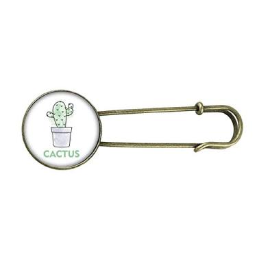 Imagem de Broche de metal retrô para suculentas de cacto, aquarela com planta em vaso