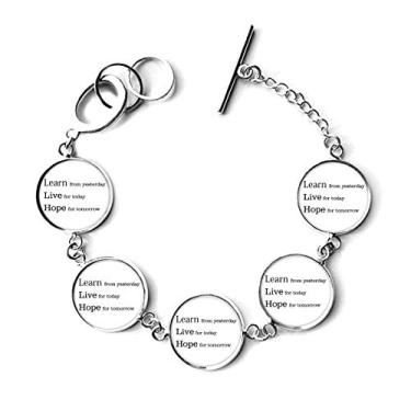 Imagem de DIYthinker Pulseira de corrente com citação Learn Live Hope