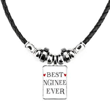 Imagem de Colar de profissão Best Engineer Ever Citação Joias Torque Pingente de corda de couro