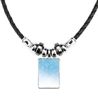Imagem de DIYthinker Colar de neve floco de neve clima céu azul joia pingente de corda de couro torque