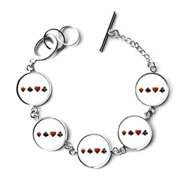 Imagem de DIYthinker Pingente de corrente com pingente de coração com padrão de clube de diamante Spade