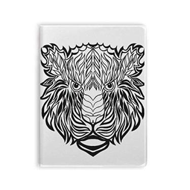 Imagem de Caderno de desenho de animal de leão forte capa de goma Diário capa macia