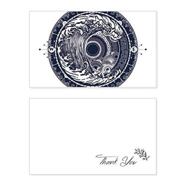 Imagem de Waves Compasso Circle Art Pattern Cartão de agradecimento aniversário aniversário comemorações casamento agradecimento