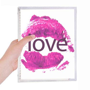 Imagem de Caderno de Dia dos Namorados Pink Lip Love com folhas soltas e diário recarregável