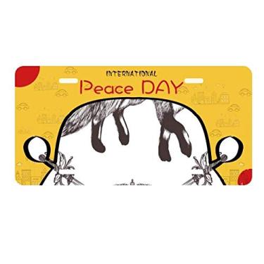 Imagem de DIYthinker Placa de carro estilo barroco com espada de raposa, coroa de animais, decoração de carro, dia da paz