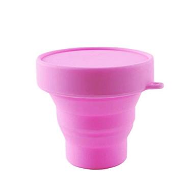 Imagem de Porta-copo menstrual dobrável esterilizante recipiente de armazenamento de silicone dobrável copo de viagem para acampamento e caminhadas ao ar livre, rosa