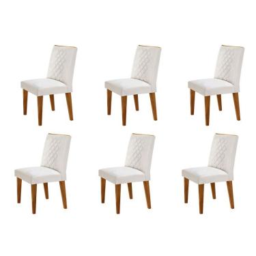 Imagem de Conjunto com 6 Cadeiras Bari Veludo Pérola e Capuccino