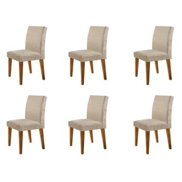 Imagem de Conjunto com 6 Cadeiras Atenas Suede Amassado Chocolate e Capuccino