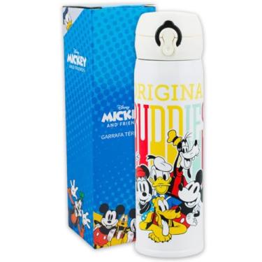 Imagem de Garrafa Térmica Inox 400ml Squeeze Inquebrável Café Água Disney Turma Mickey Minnie Pateta Pluto Pato Donald