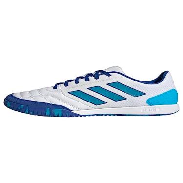 Imagem de adidas Tênis adulto unissex Top Sala, para ambientes internos, Branco/água-marinha negrito/azul royal da equipe, 9.5 Women/8.5 Men