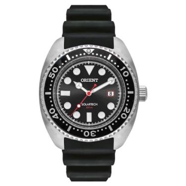 Imagem de Relógio Orient Masculino Solar Tech 200M - MBSP1038/P1PX - Prata com Mostrador Preto e Pulseira de Silicone Preta
