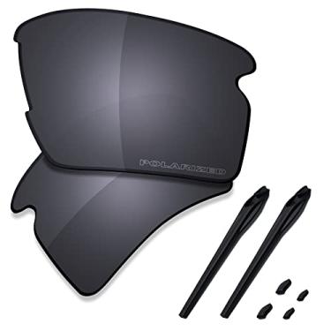 Imagem de SAUCER Lentes de reposição premium e kits de borracha para óculos de sol Oakley Flak 2.0 XL OO9188 High Defense - Escudo preto polarizado