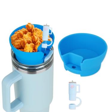 Imagem de HMTRADE Tigela de lanche com tampa de canudo para copo Stanley, bandeja de anel de silicone para Stanley Copo de 1,134 g com alça, bandeja de lanche reutilizável, tigela de lanche para acessórios