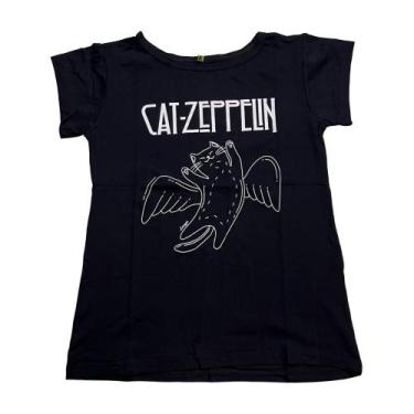 Imagem de Blusa Led Zeppelin Gato Gatinho Blusinha Camiseta Baby Look Feminino B