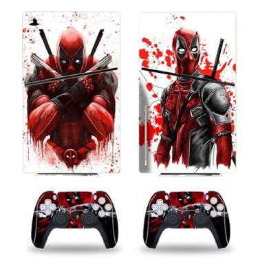 Imagem de JOCHUI Decalques adesivos de controle de skin para console de disco fino compatível com PS5 Slim Disc Console Vermelho