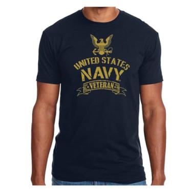 Imagem de VetFriends.com Camiseta oficialmente licenciada dos EUA Navy Veteran com emblema de águia, Azul marinho, GG