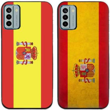 Imagem de 2 peças retrô bandeira da Espanha impressa TPU gel silicone capa de telefone traseira para Nokia (Nokia G22)