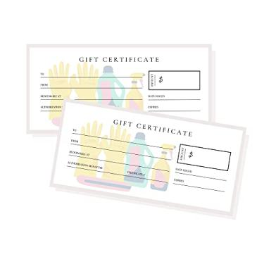 Imagem de Vales de presente em branco | Pacote com 30 | Serviço de limpeza | Produtos de limpeza | Cartão de presente de tamanho de 9,5 x 21 cm | Vale-presente para pequenas empresas