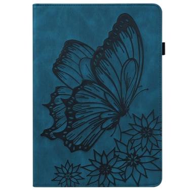 Imagem de Estojo protetor à prova de choque PU Leather Case Flip Wallet Protective Cover Butterfly Embossed Protective Cover Card Slot Tablet PC Cover Suitable Compatible With Kindle Fire HD10 2023 (Size : Blu