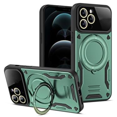 Imagem de Capa de telefone magnética luxuosa com suporte giratório de 360 ° para iPhone 11 14 12 13 Pro Max para Samsung S23Ultra Plus Capa de proteção de armadura, verde, para iPhone 14