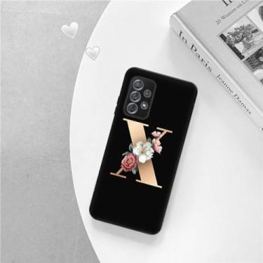 Imagem de Capa de telefone preta fosca macia para Samsung A52 A32 A72 A22 4G A52S A12 A42 5G 26 letras Capa inicial de flor, b24, para A12