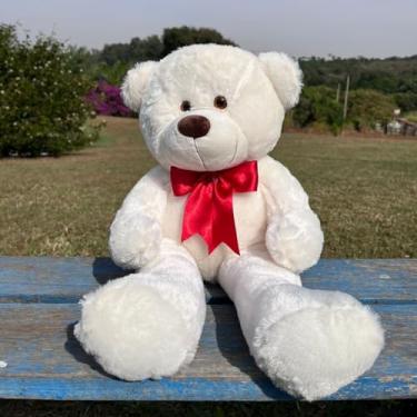Imagem de Urso Pelúcia Grande 60cm Hipoalergênico (Baunilha com laço vermelho)