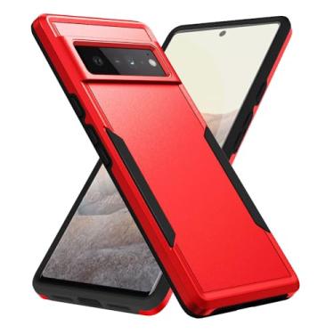 Imagem de KANCIKOO Capa para Google Pixel 6 Pro, resistente, à prova de choque, suporte de carregamento sem fio de nível militar para Google Pixel 6 Pro (2021) 6,7 polegadas (vermelho/preto)