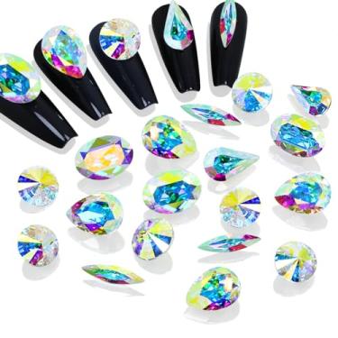 Imagem de Conjunto de unhas de cristal de strass de cristal AB com 75 peças da Dong ZHOU para artesanato de arte de unha com strass e pedras de costura de cristal solta nas costas e bijuteria com pedras de strass para decoração de arte de unhas