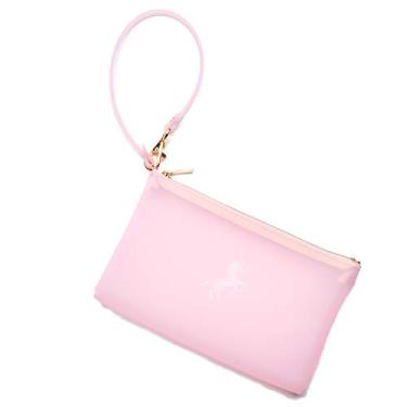 Imagem de Bolsa feminina Pudinbag com zíper para celular, bolsa de praia, silicone resistente à água, semitransparente, vegana (rosa)